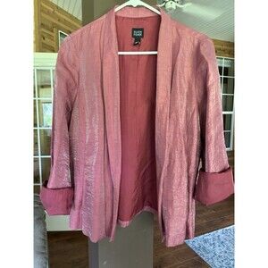 Eileen Fisher Jacket Women M Pink Silk Luxe Streetwear Shiny Chic Sustainable